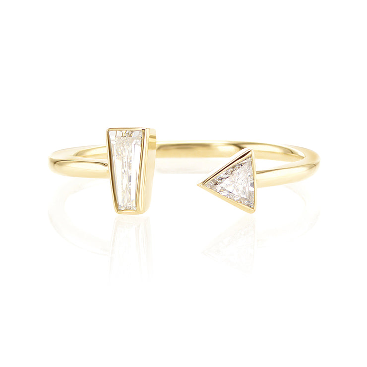 0.22 CT Baguette and 0.15 CT Trillion Cut Diamond Open-Station 14K Yellow Gold Fashion Band