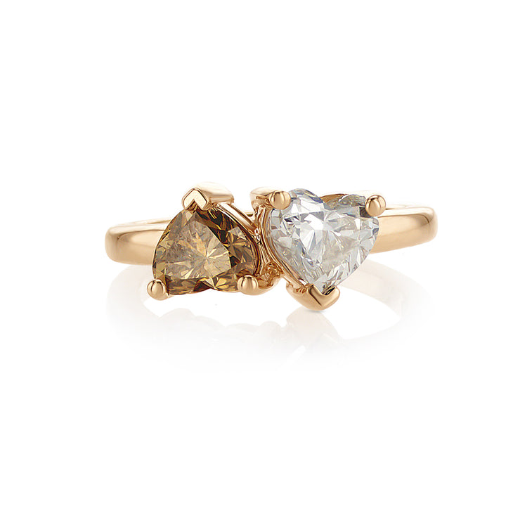 2.23 Cttw Heart Diamond By-Pass 14K Rose Gold Ring