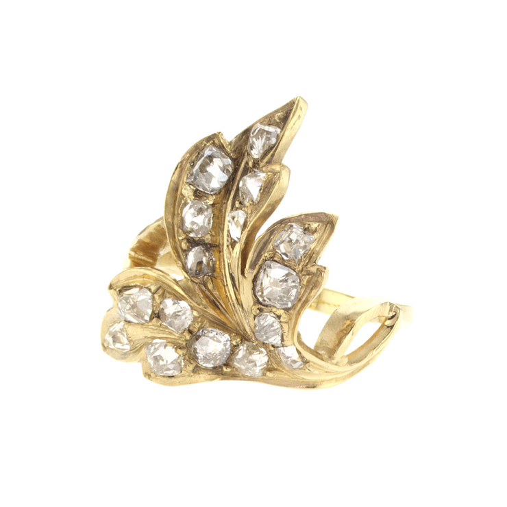 22K Yellow Gold 2.00 Cttw Rose-Cut Diamond Fashion Estate Ring