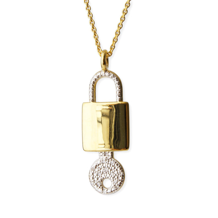 Sterling Silver and Gold Plated 0.03 CT Diamond Pavé Necklace by Pavé the Way Jewelry