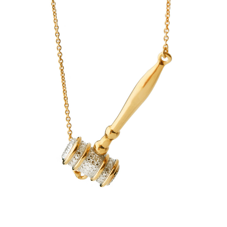 Sterling Silver and Gold Plated 0.04 CT Diamond Pavé Necklace "Trust Your Judgement" by Pavé the Way Jewelry