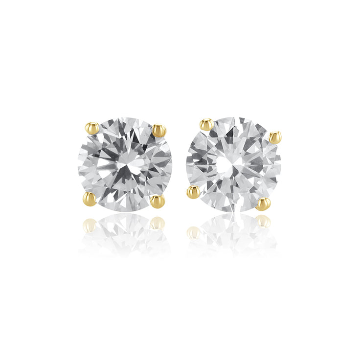 2.02 Cttw Round Lab Grown Diamond Four-Prong Martini Stud 14K Yellow Gold Earrings