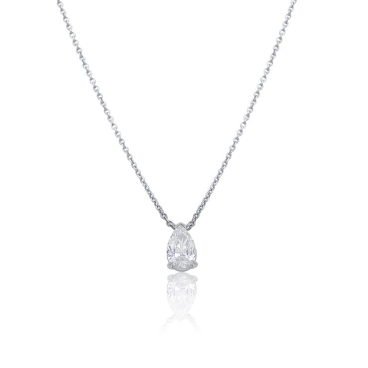 0.56 CT Pear Lab Grown Diamond Solitaire 14K White Gold Necklace