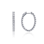 3.00 CT Round Lab Grown Diamond Inside-Out 14K White Gold Hoop Earrings