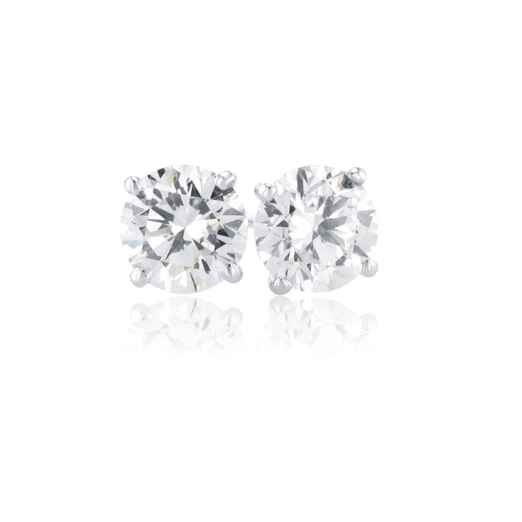 1.48 Cttw Round Lab-Grown Diamond Four-Prong Stud Earrings 14K Yellow Gold