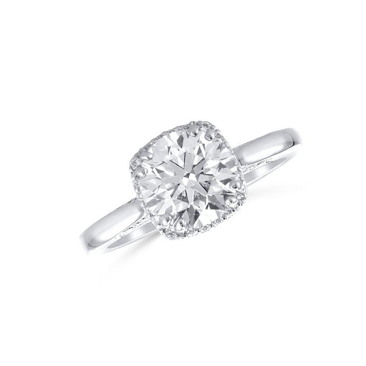 1.51 CT Round Lab Grown Diamond and 0.15 CT Halo 18K White Gold Engagement Ring