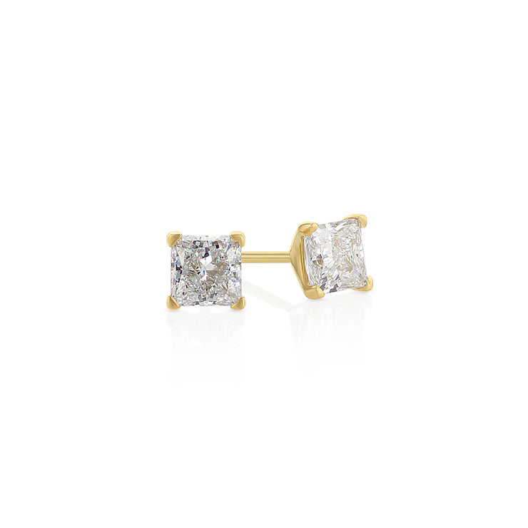 1.07 Cttw Princess Lab Grown Diamond 14K Yellow gold Stud Earrings