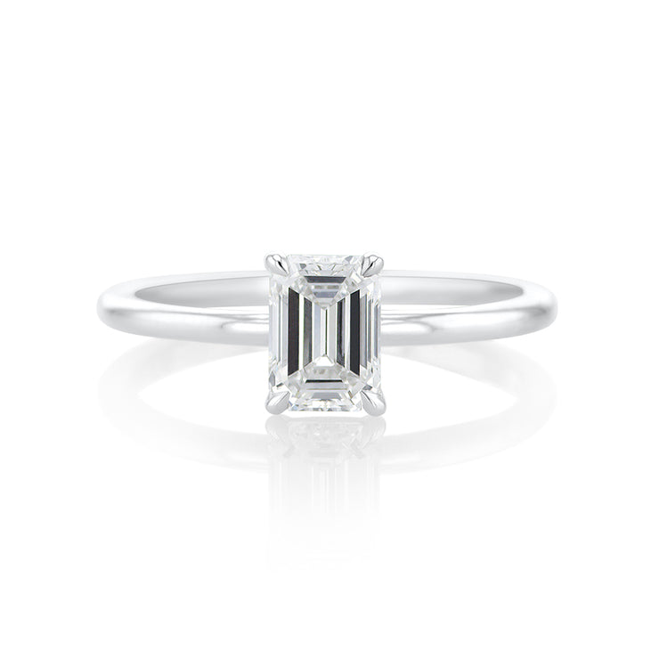 1.01 CT Emerald Cut Lab-Grown Diamond Solitaire 14K White Gold Engagement Ring