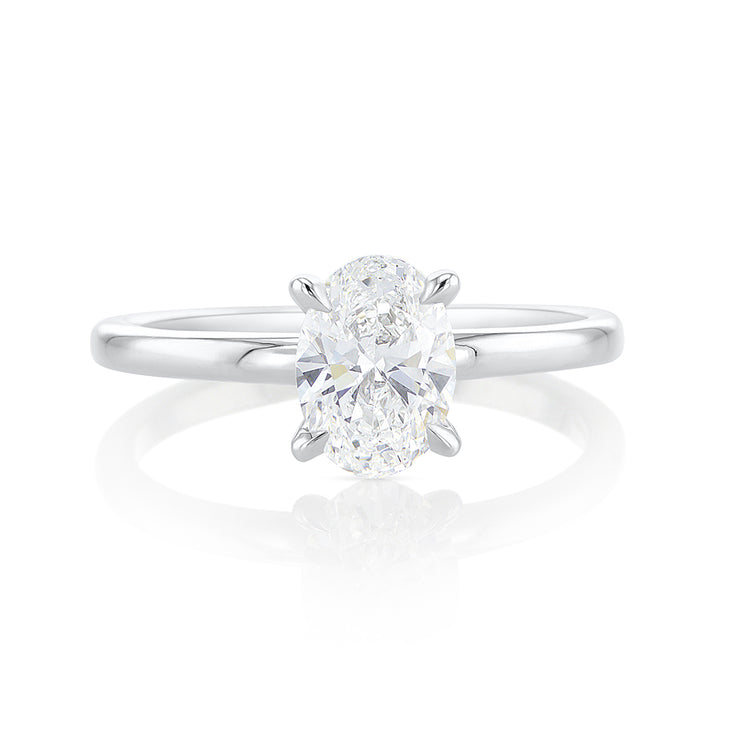 1.02 CT Oval Cut Lab-Grown Diamond Solitaire 14K White Gold Engagement Ring