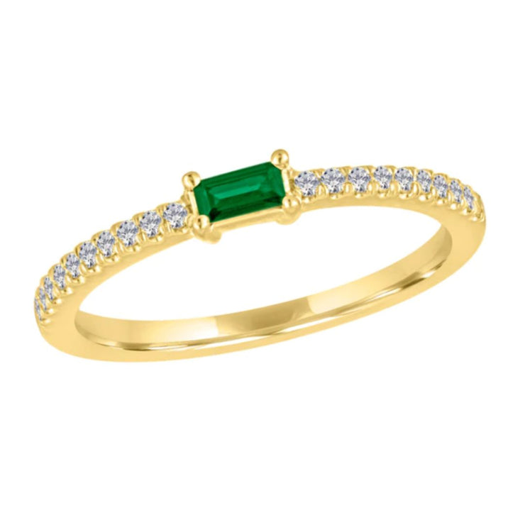 14K Yellow Gold 0.26 CT Diamond & Emerald Band by My Story Jewelry