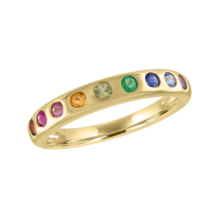 0.48 Cttw Round Rainbow Gemstone 14K Yellow Gold Band by My Story Jewelry