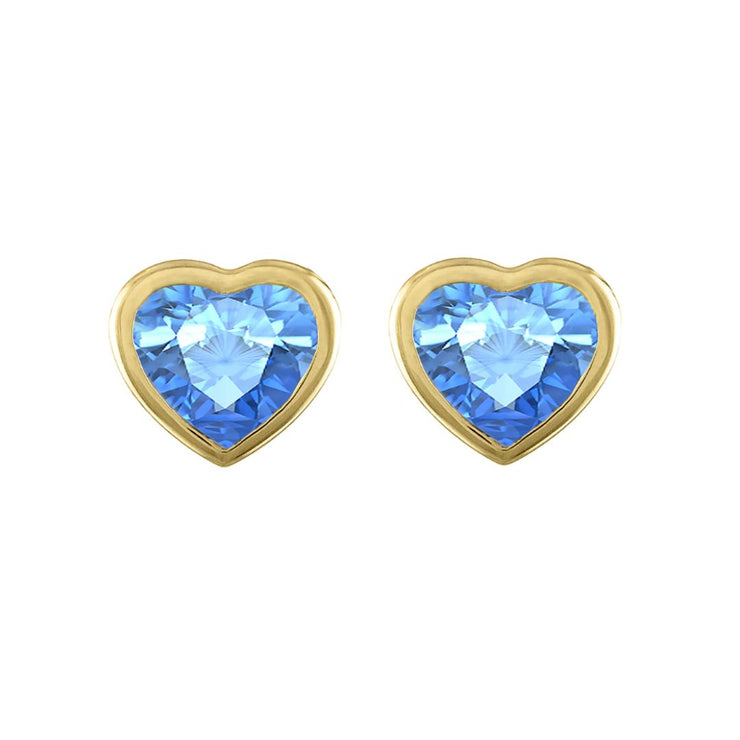 2.76 Cttw Heart Shaped Topaz 14K Yellow Gold  Ear Studs by My Story Jewelry
