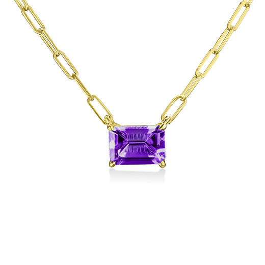 14K Yellow Gold 1.30 CT Amethyst East West Pendant