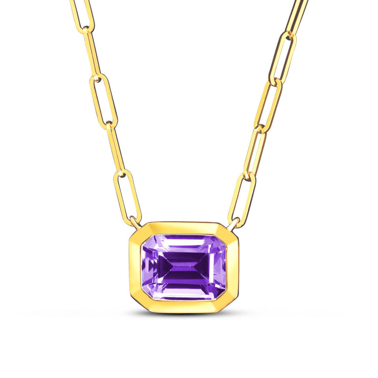 14K Yellow Gold 3.25 CT Amethyst East West Pendant