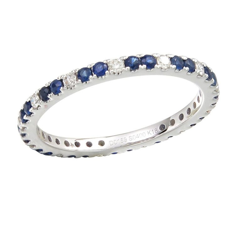 0.17 Cttw Sapphire and 0.42 Cttw Diamond 18K White Gold Eternity Band