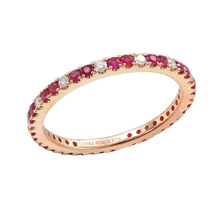 0.43 Cttw Ruby and 0.17 Cttw Diamond 18K Rose Gold Eternity Band