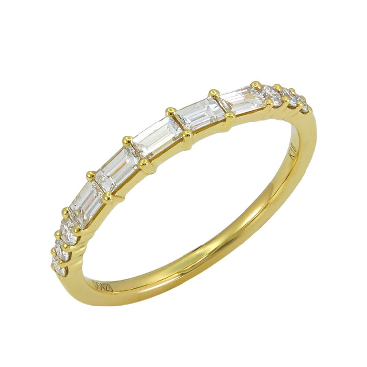 0.35 Cttw Baguette and Round Diamond 18K Yellow Gold Wedding Band