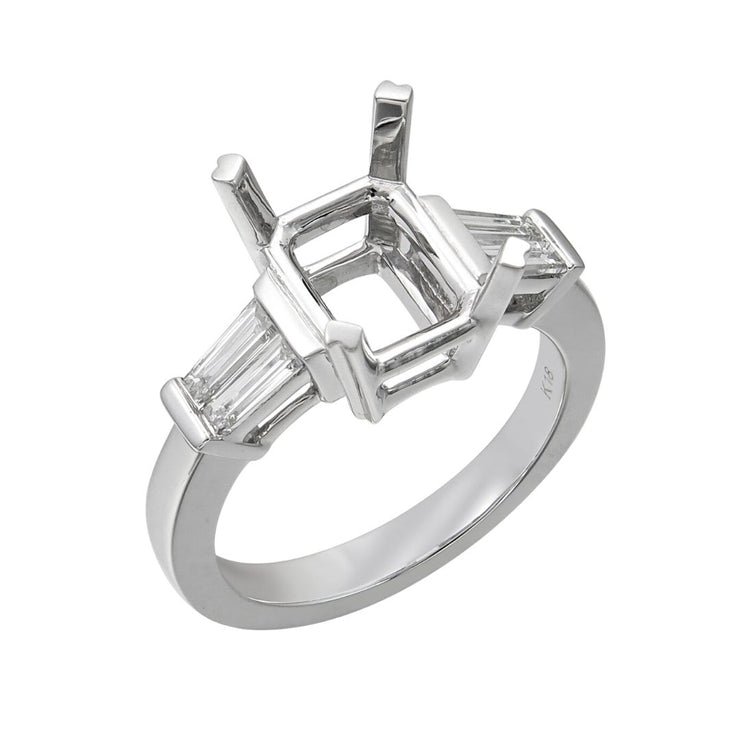 0.28 Cttw Tapered Baguette and Emerald Cut Engagement Ring Setting
