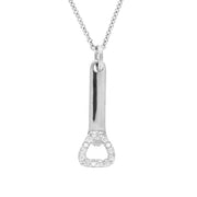 Sterling Silver 0.06 CT Diamond Pavé Bottle Opener Necklace by Pavé the Way Jewelry