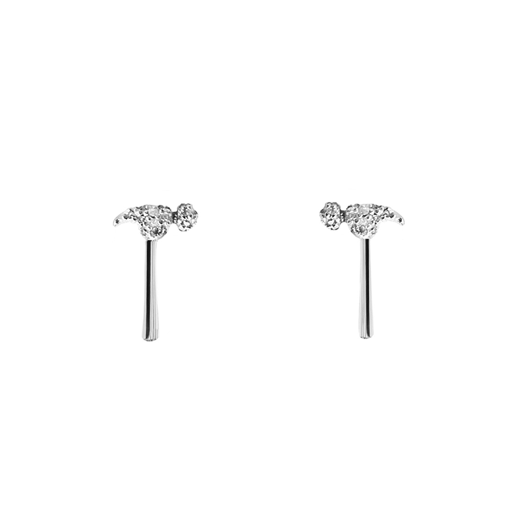 Sterling Silver 0.14 CT Diamond Pavé Stud Earrings "Hammer Home Your Message" by Pavé the Way Jewelry