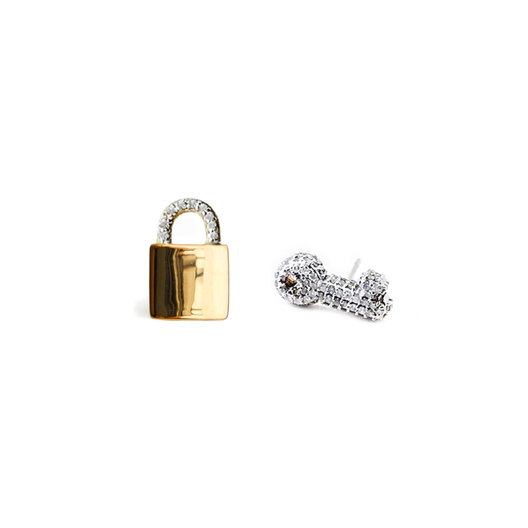 Sterling Silver and Gold Plating 0.36 CT Diamond Pavé Stud Earrings "Protect Your Superpower" by Pavé the Way Jewelry
