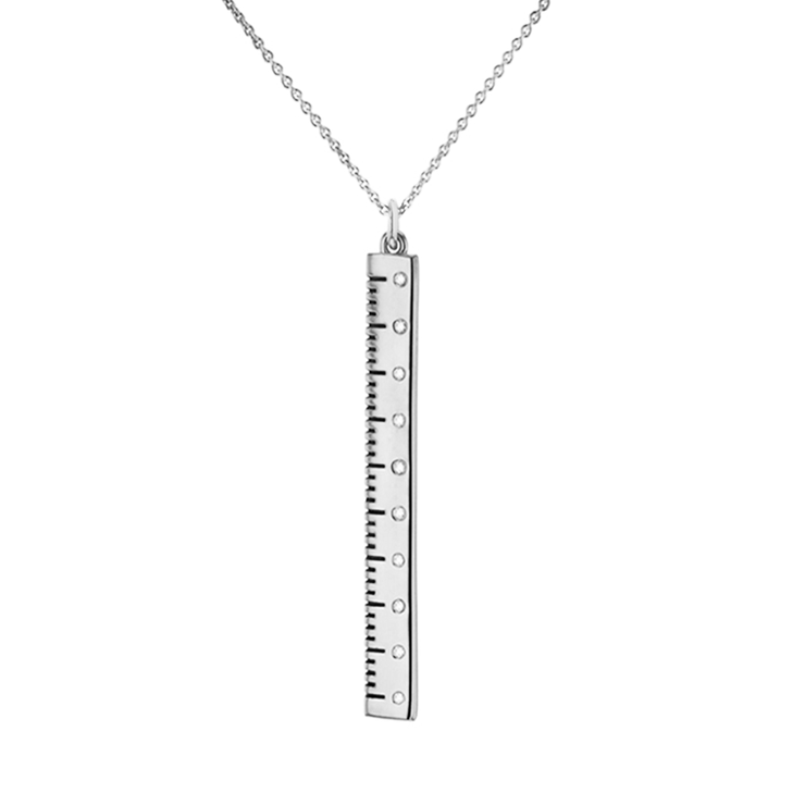 Sterling Silver 0.05 CT Diamond Ruler Necklace by Pavé the Way Jewelry