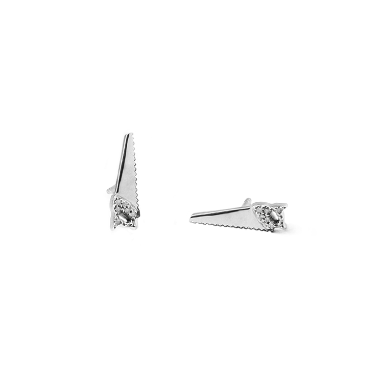 Sterling Silver 0.03 CT CT Diamond Pavé Stud Earrings "She Came, She Saw, She Conquered" by Pavé the Way Jewelry