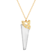 Sterling Silver and Gold Plated 0.02 CT Diamond Pavé Necklace "She Came, She Saw, She Conquered" by Pavé the Way Jewelry
