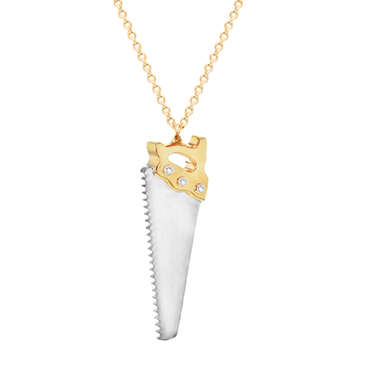 Sterling Silver and Gold Plated 0.02 CT Diamond Pavé Necklace "She Came, She Saw, She Conquered" by Pavé the Way Jewelry