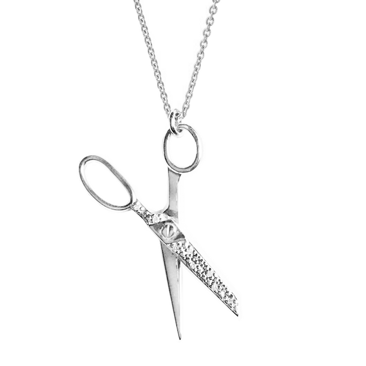 Sterling Silver 0.02 CT Diamond Pavé Scissors Necklace by Pavé the Way Jewelry