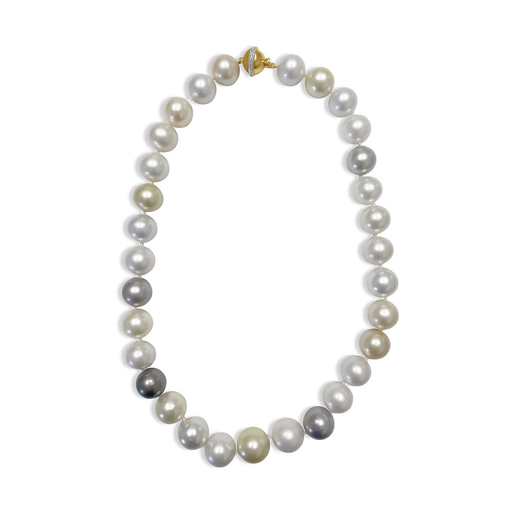 Multi-Color South Sea Pearl 18K Yellow Gold Necklace
