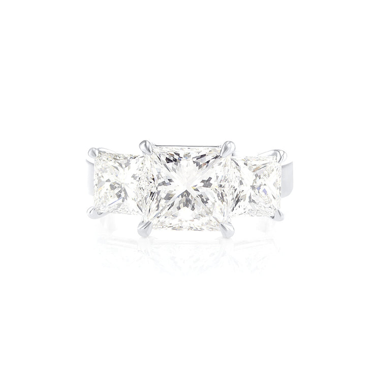 3.01 CT Princess Diamond and 2.01 Cttw Three Stone Platinum Engagement Ring