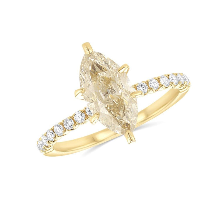 1.75 CT Marquise Diamond and 0.25 Cttw Prong Set 14K Yellow Gold Engagement Ring