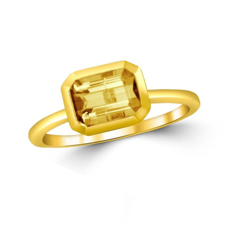 14K Yellow Gold 1.00 CT Citrine East-West Bezel Set Ring