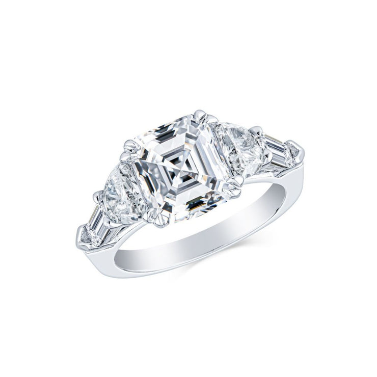 Platinum 2.81 CT Asscher and Fancy Cut Diamond Engagement Ring
