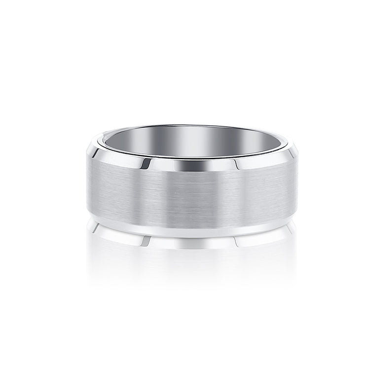 Men's 8MM Brushed Center with Polished Edges Tungsten Band