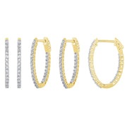 14K Yellow Gold 2.00 CT Diamond Inside Out Hoop Earrings