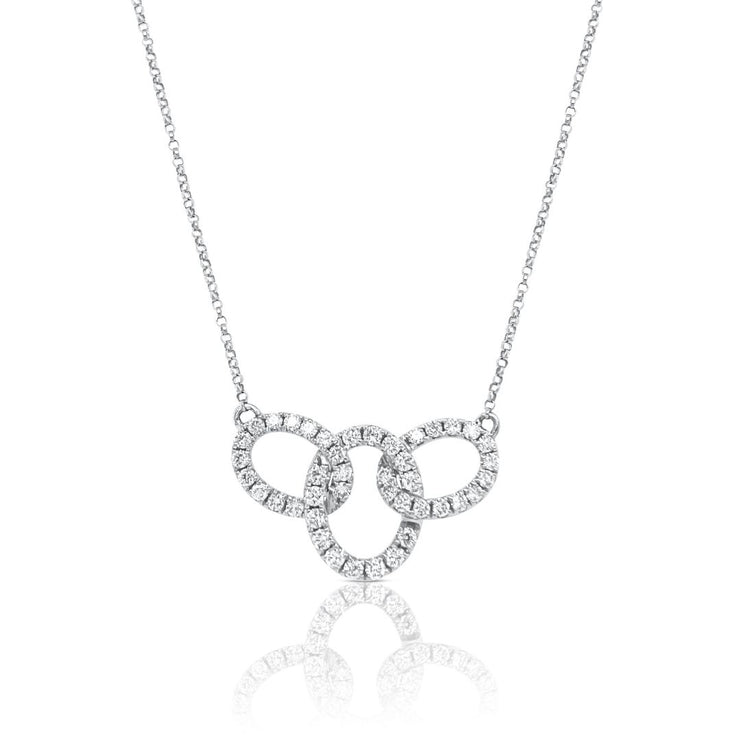 18K White Gold Diamond Three-Circle Necklace