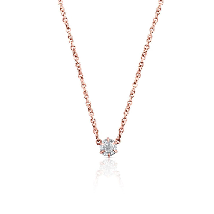 14K Rose Gold Rose Cut Diamond Solitaire Pendant