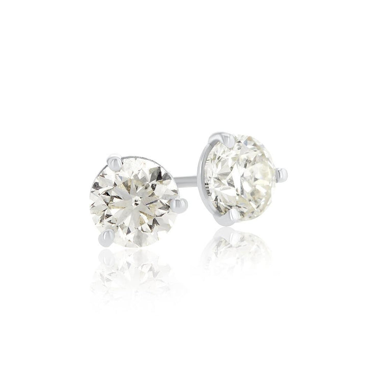 14K White Gold 1.00 CT Round Diamond Martini Stud Earrings