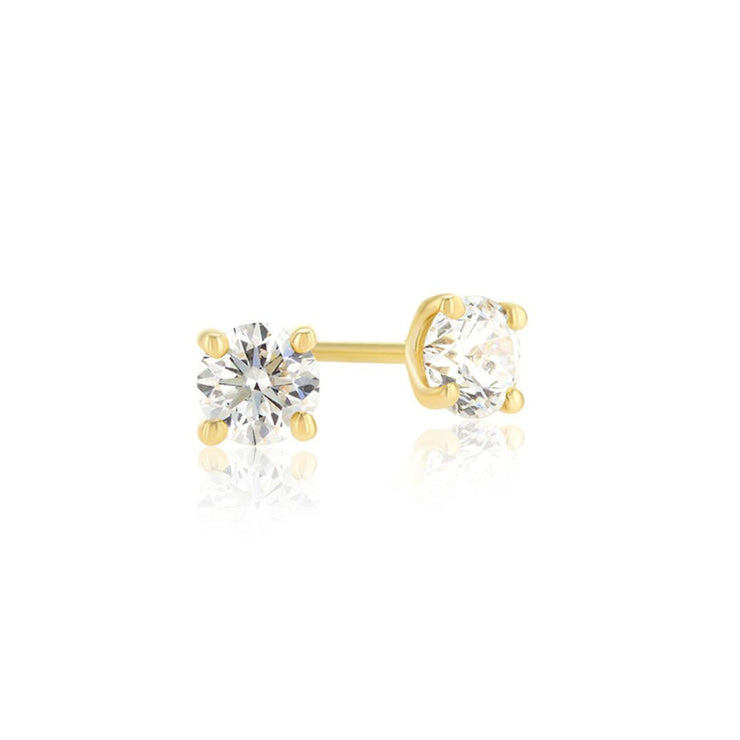 0.73 Cttw Round Lab Grown Diamond 14K Yellow Gold Studs Earrings