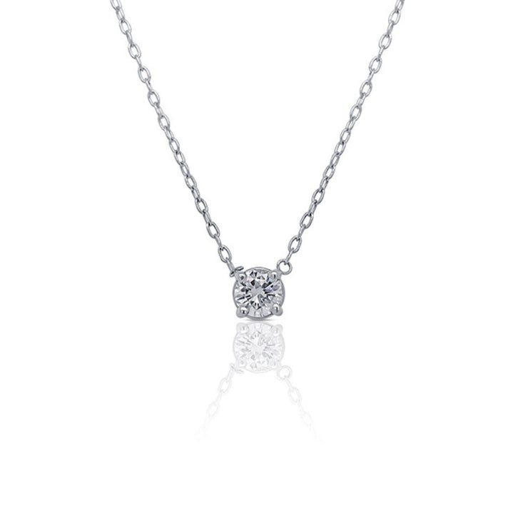 0.84 CT Lab Grown Round Diamond Solitaire 14K White Gold Necklace