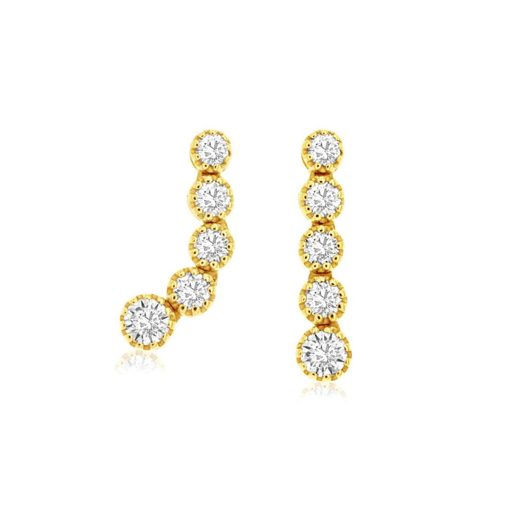 0.30 Cttw Round Diamond Drop 14K Yellow Gold Fashion Earrings