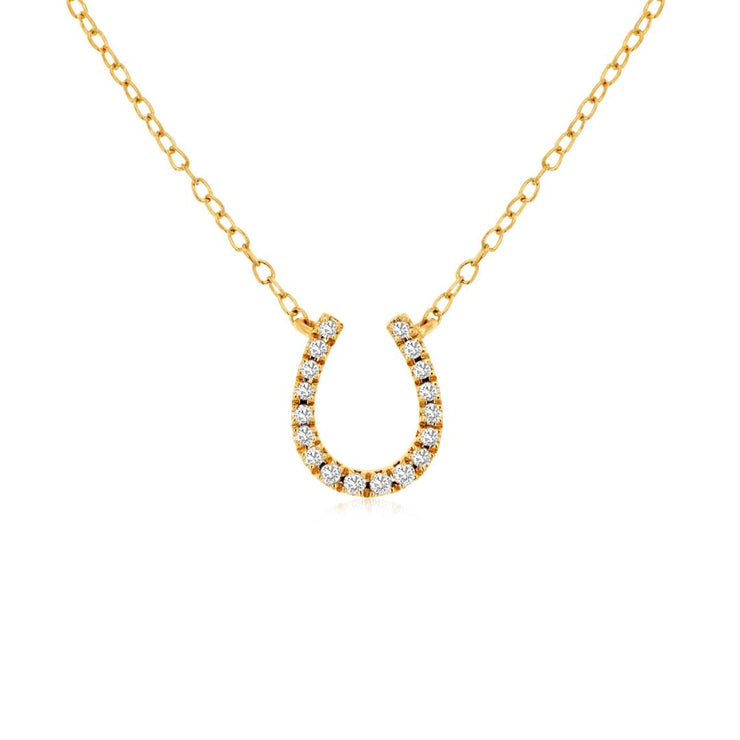 0.10 Cttw Round Diamond 14K Yellow Gold Horseshoe Necklace
