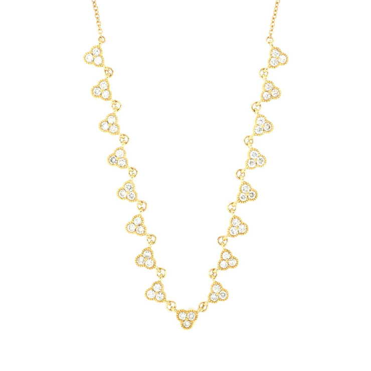 1.30 Cttw Round Diamond 17-Station 14K Yellow Gold Necklace