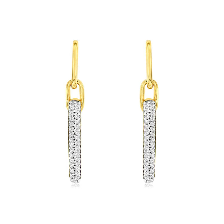 0.25 Cttw Diamond Pave 14K Yellow Gold Fashion Dangle Earrings