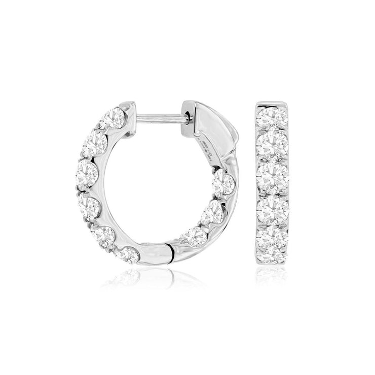 2.00 Cttw Diamonds In-n-Out 14K White Gold Hoop Earrings