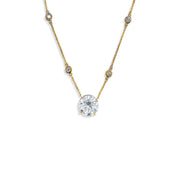 6.40 CT Round and 1.00 Cttw Diamonds-by-the-Yard 14K Yellow Gold Necklace