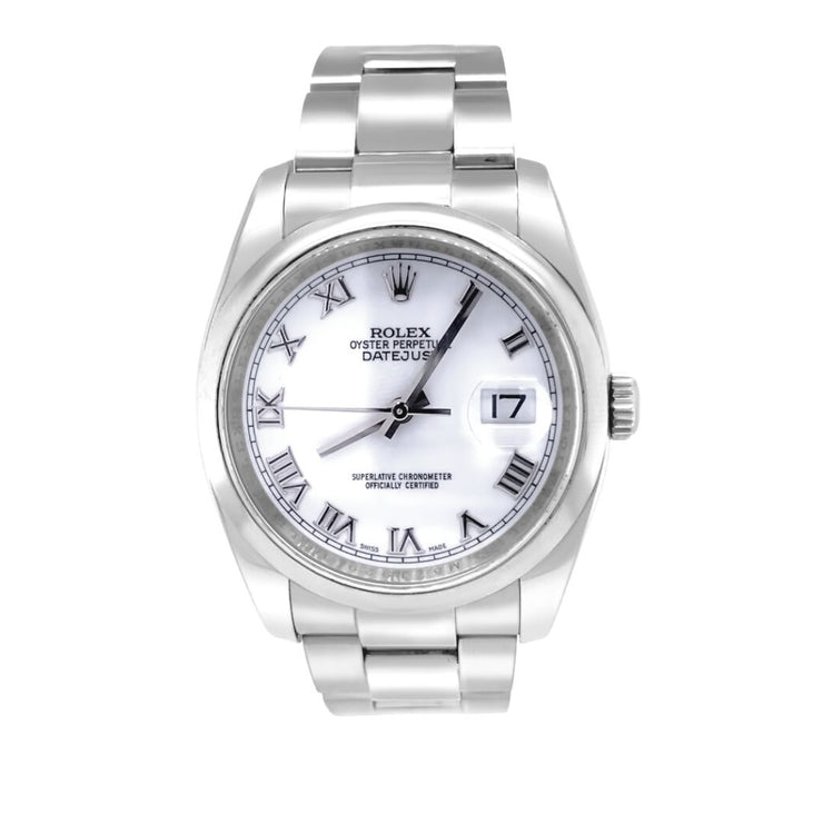 Pre-Owned Rolex 36MM Datejust White Face & Silver Band Watch