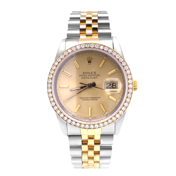Pre-Owned Rolex Two Tone Men's Datejust Diamond Bezel Watch